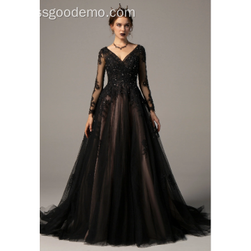 Robe de mariée en tulle à manches longues lmperial noire